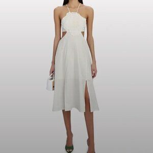 Farm Rio Cream Flower Top Cutout Dress, Medium